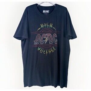 AC/DC Shirt x Lucky Brand Size XL High Voltage T-Shirt Black Fade Graphic Cotton